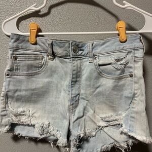 American Eagle Light Blue Distressed Denim Shorts size 6